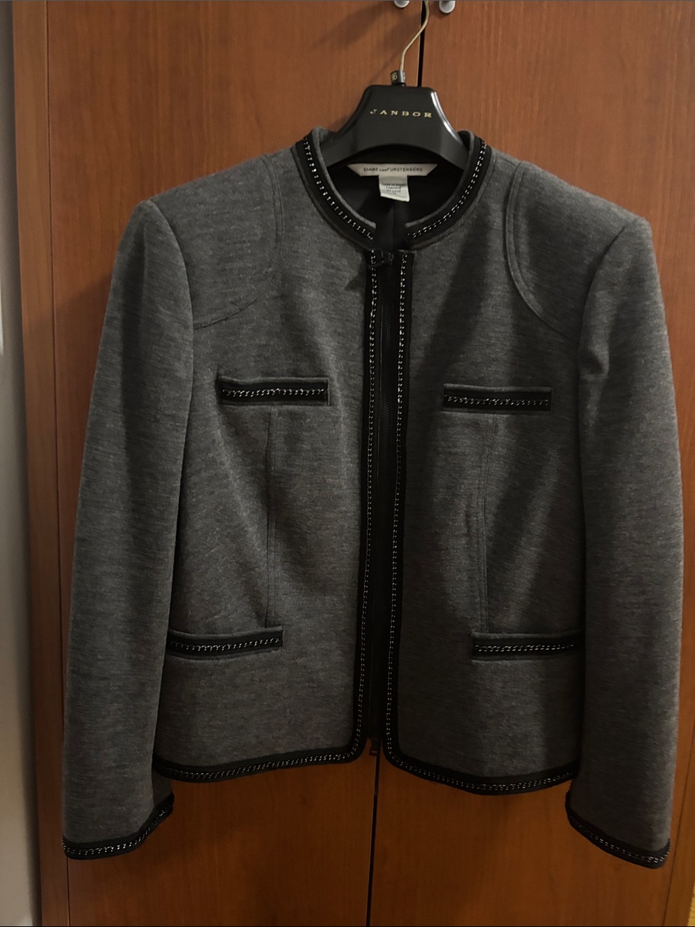 DVF Gray Women's Tailored Knit Jacket